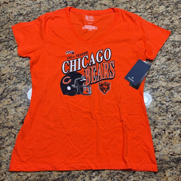 NFL Pro Line by Fanatics Tops - NEW NFL Fanatics Chicago Bears 100th Season Orange V-Neck T-Shirt Women M ws